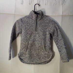 Cuddly Sherpa Jacket Kids 5 6 Girls Top Zip Pocket Gray